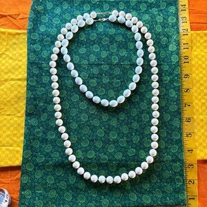 Vintage 1950s necklace bundle plastic round oval white beaded costume jewelry